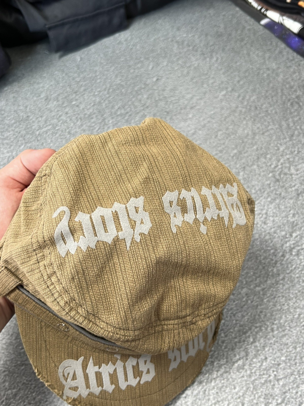 Vintage Y2k Grunge Military Cap Distressed Avant Garde Hat Brown OS Italy