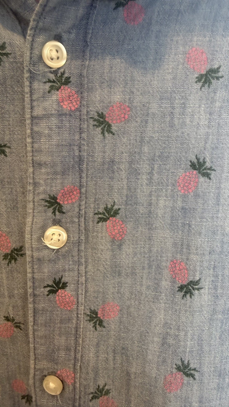 Bonobos Slim Fit Men’s Medium Blue Pink Pineapple Short Sleeve Button Up Shirt