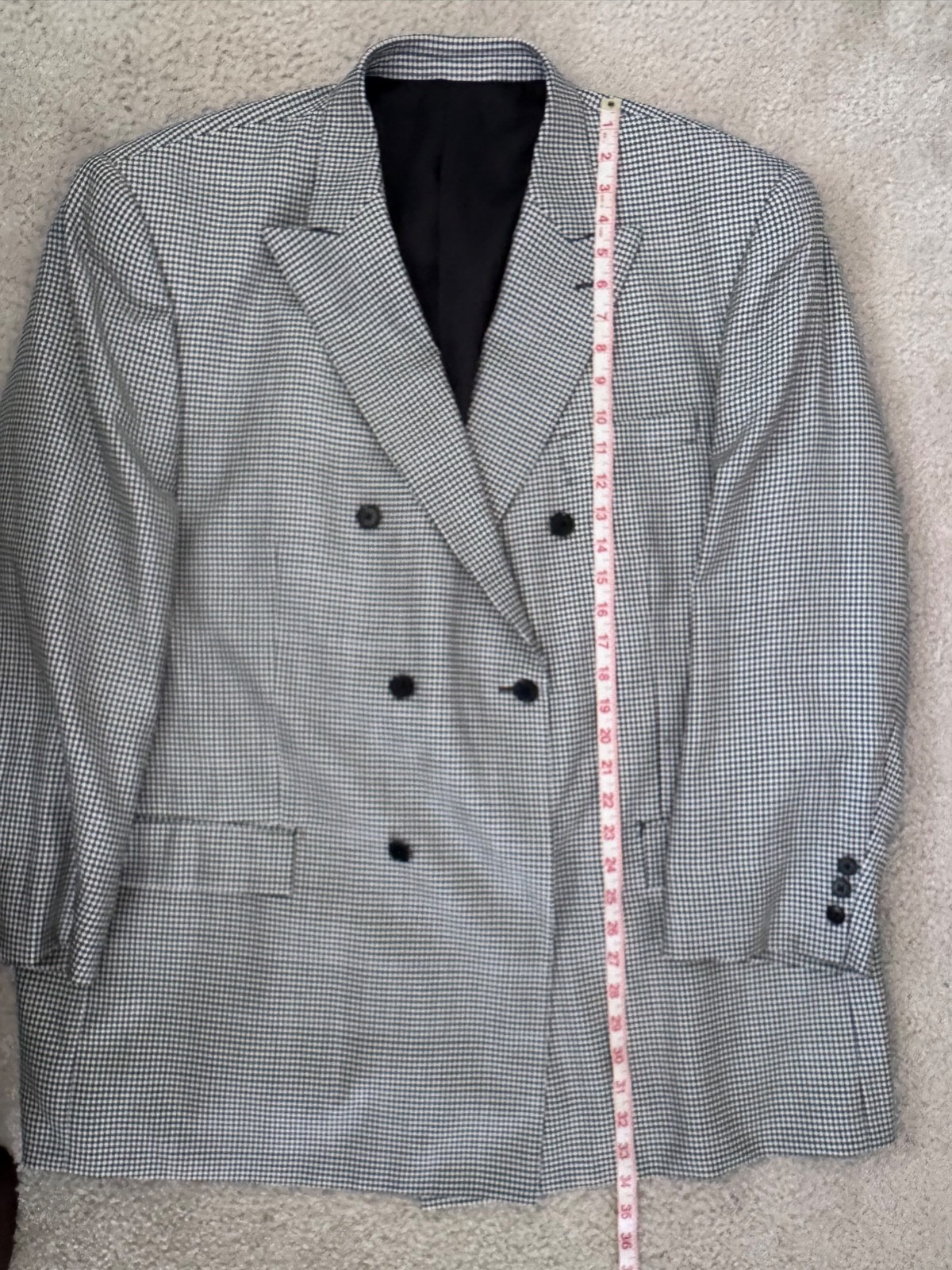 Vintage Men’s Paul Fredrick Double-Breasted Black & White Blazer Jacket 50 R