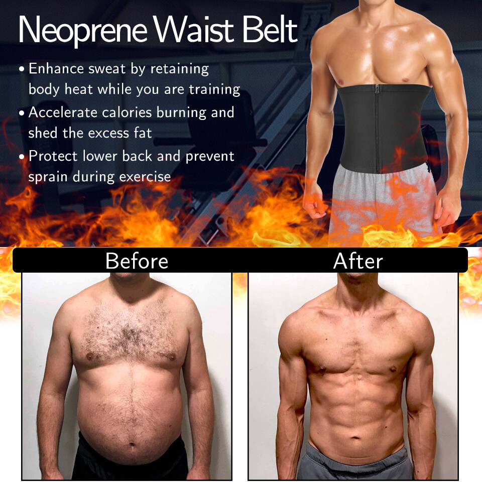 Men’s Waist Trimmer Sauna Belt Sweat Band Wrap Body Shaper Fat Burner Shapewear