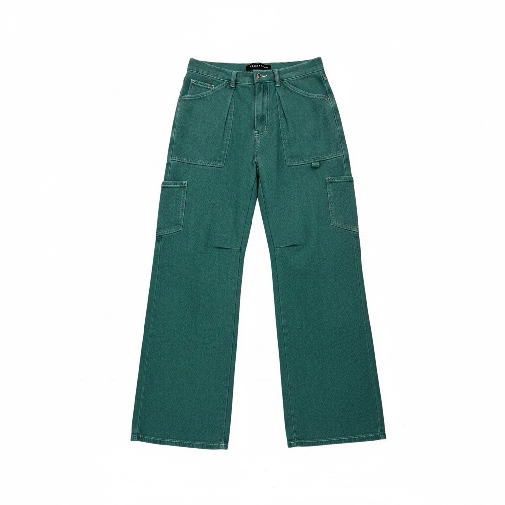 Lioness Women’s Carpenter Jeans Green Relaxed Straight Leg Utility Small Y2K