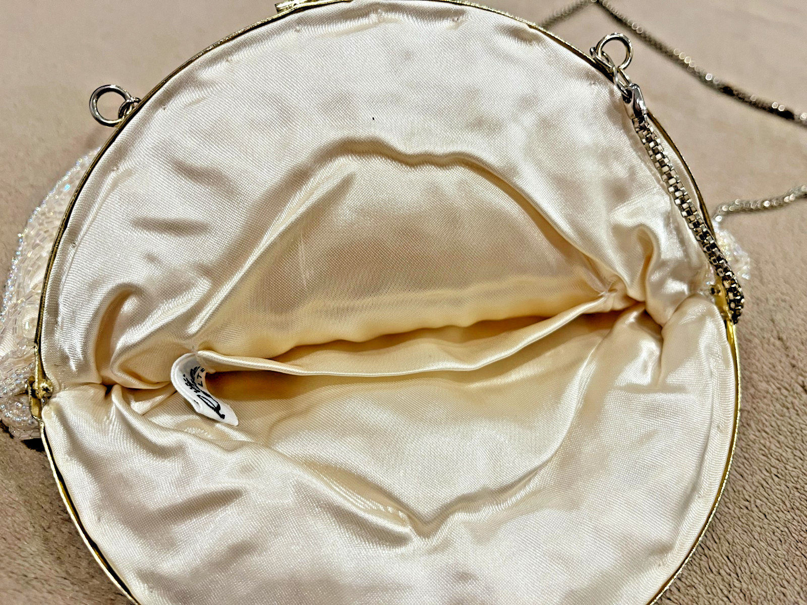 Vintage Beaded Cream Iridescent/Sequin Clutch Evening Bag Wedding Prom La Regale