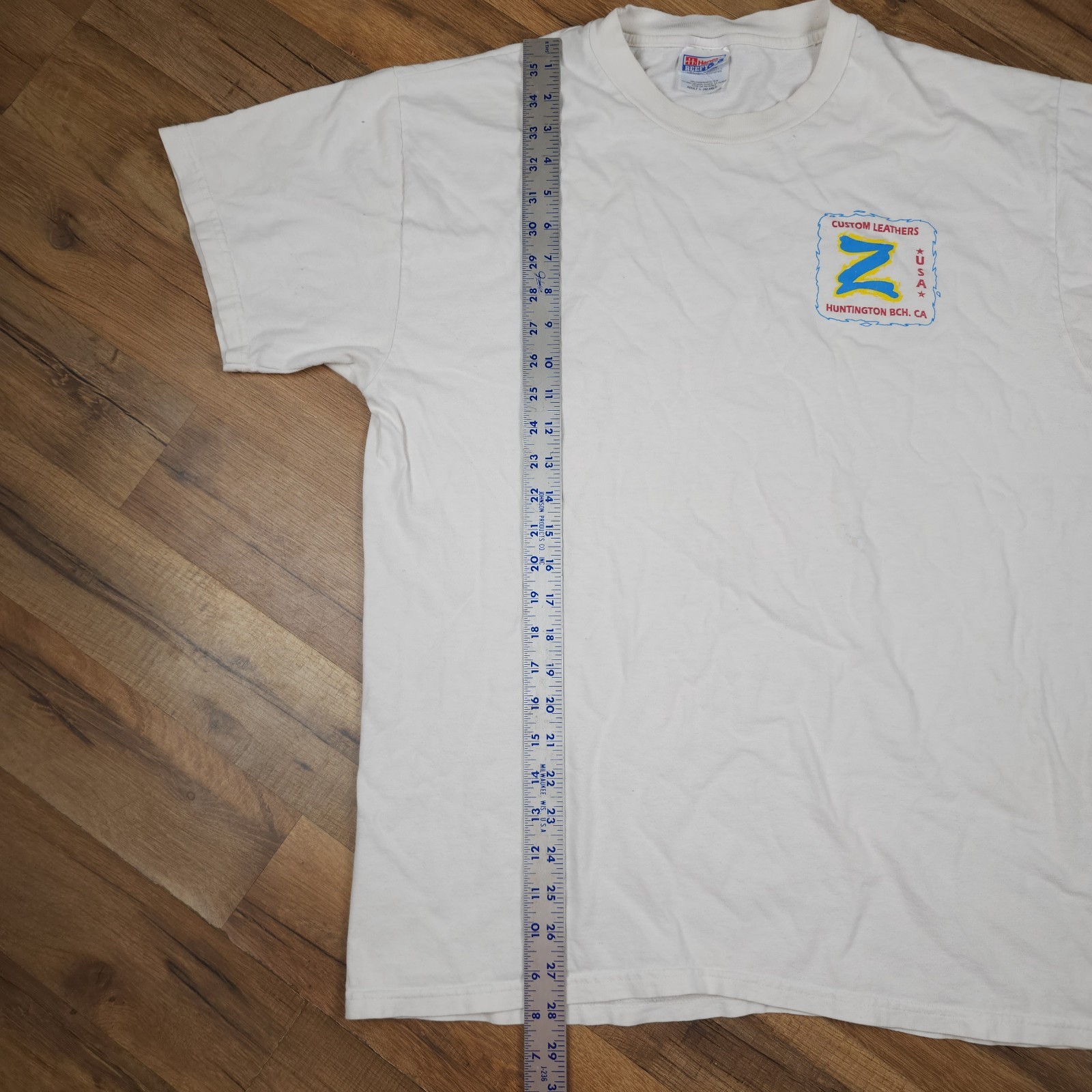 Vintage Z’s Custom Leathers Motorcycle Racing Tee Mens L White Biker CA Y2K