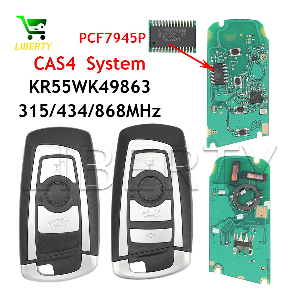 315Mhz/433Mhz/868MHz PCF7945P ID49 Chip Car Smart Key For BMW F 1 2 3 4 5 6 7