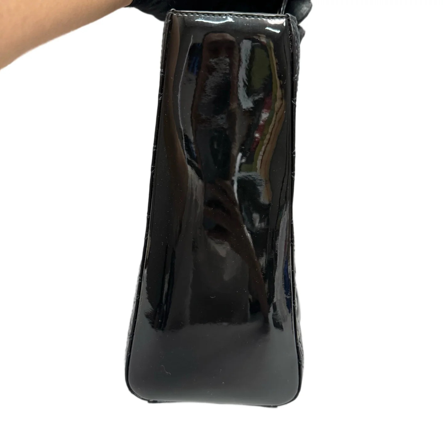 Dior Large Lady Dior Black Patent Calfskin (zs060526a5r)