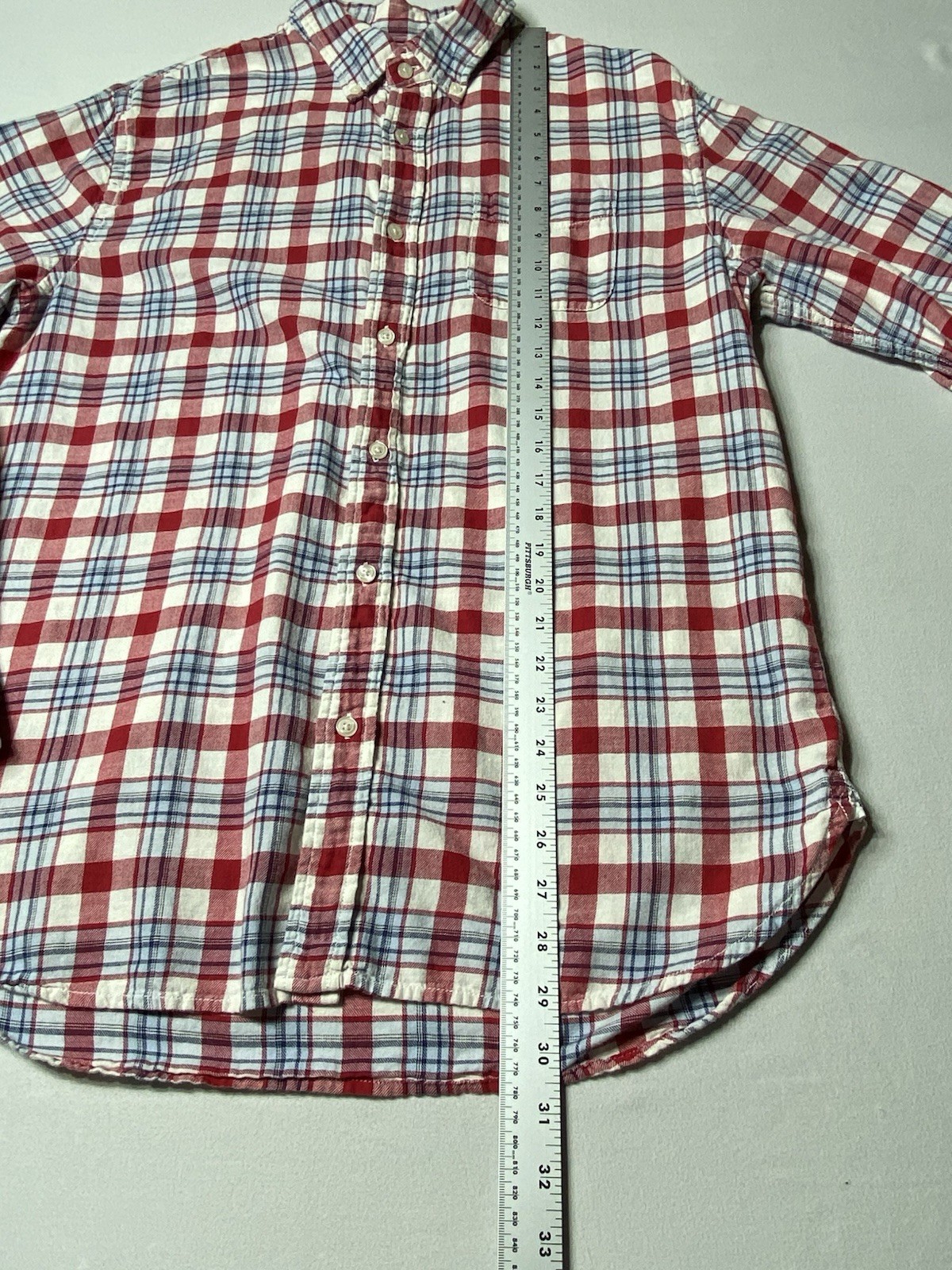Grayers Clothiers Mens Large Plaid Button Down Shirt Cotton Linen Red Blue