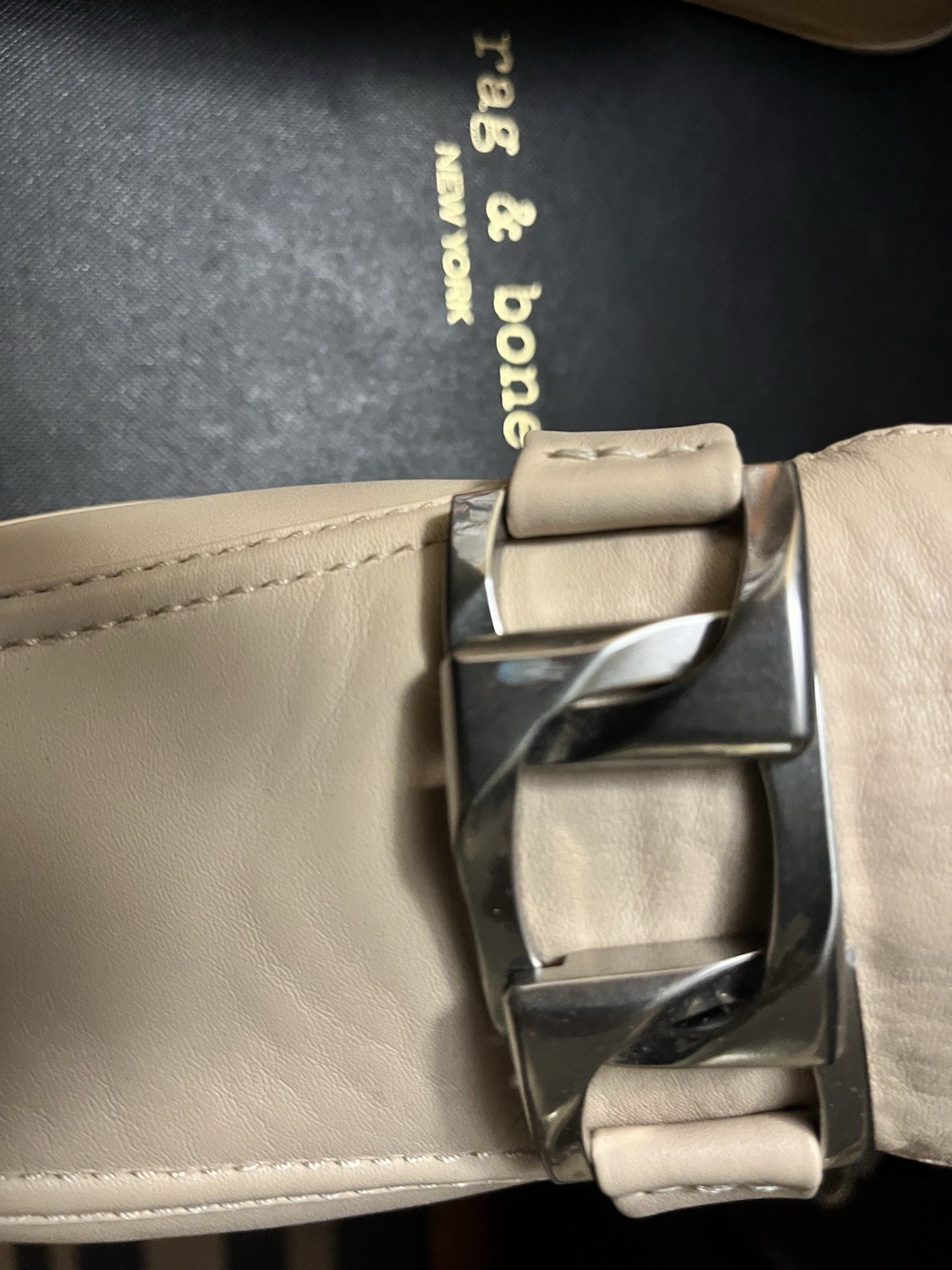 Rag And Bone Leather platform mules with silver chain link