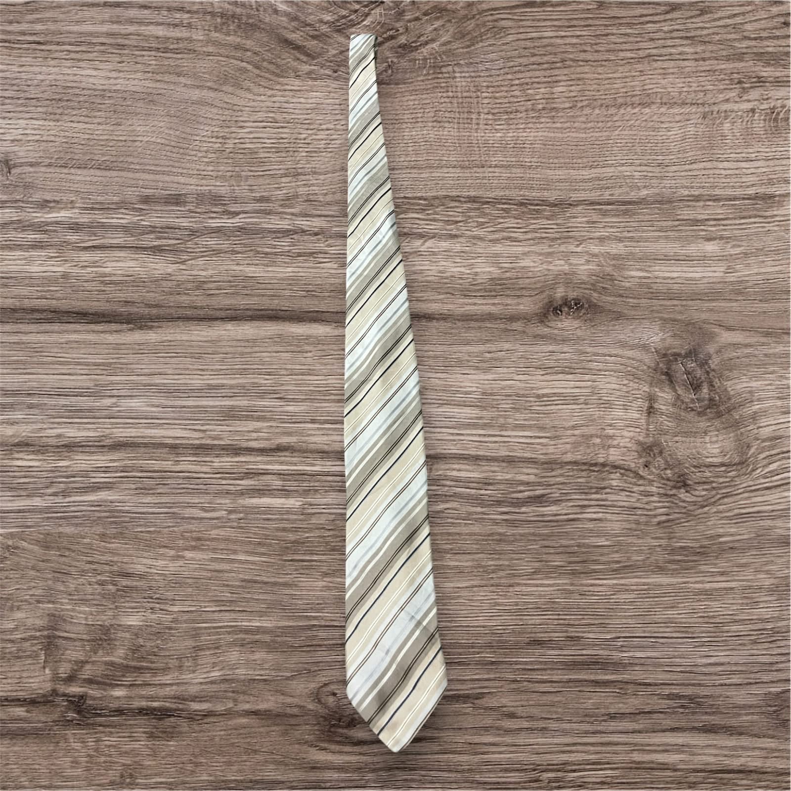 Van Graaf Men’s Silk Tie Beige Striped Made in Germany Premium Silk 58