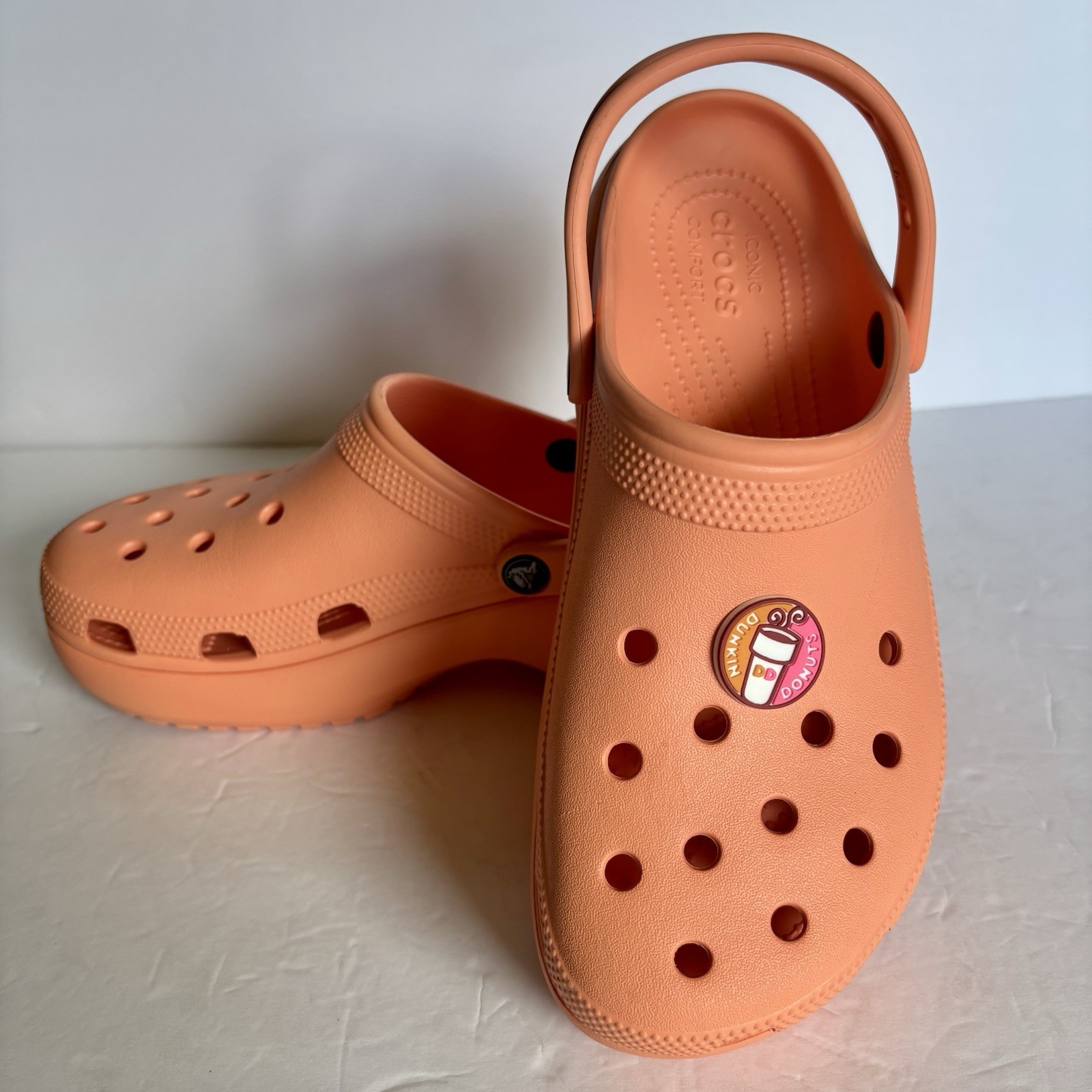 Crocs Classic Platform Clogs Papaya Orange Women’s 11 Dunkin Donuts EUC