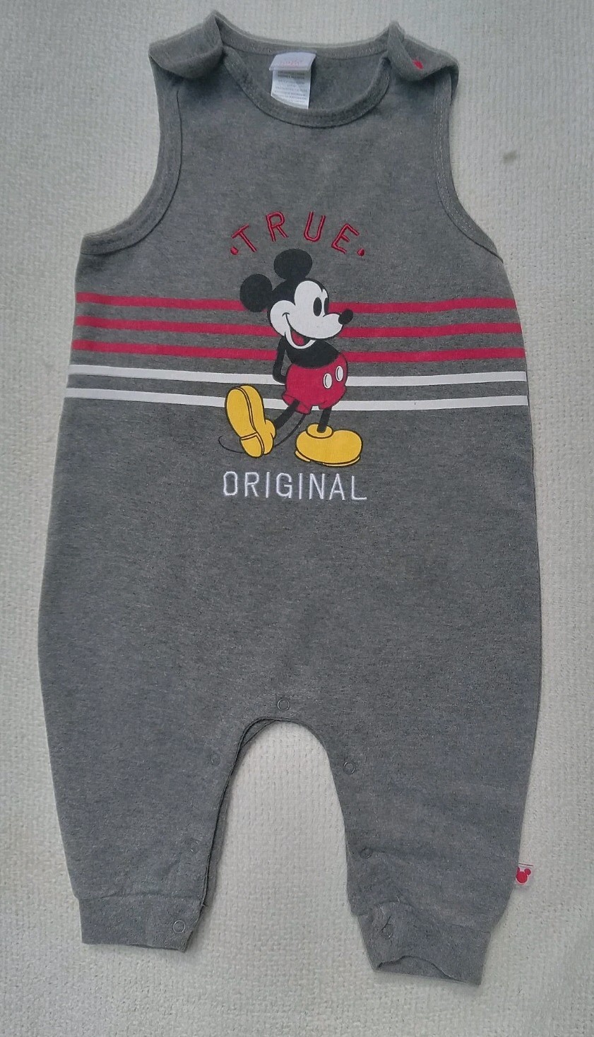 Disney Baby”True Original” Mickey Mouse Design Knit Overall- Size 18 Months-READ