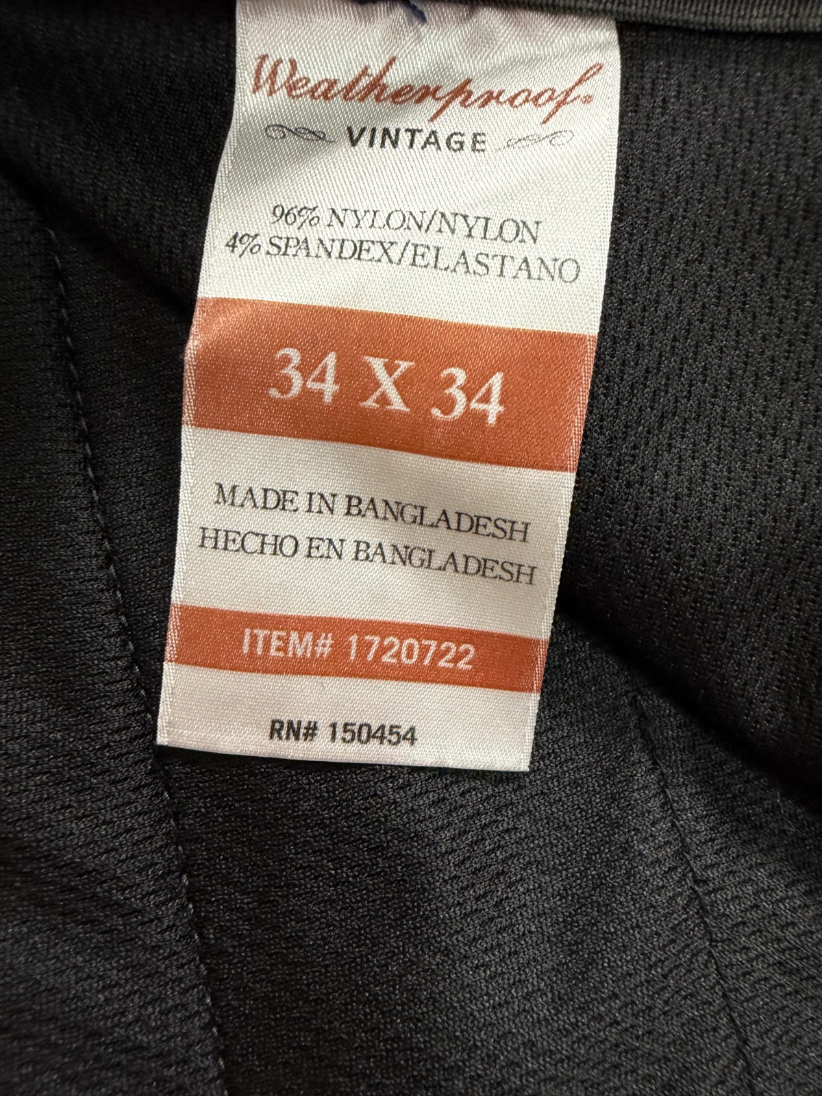 Weatherproof Vintage Men’s Utility Pants Black 34×34 Nylon Spandex Straight Leg
