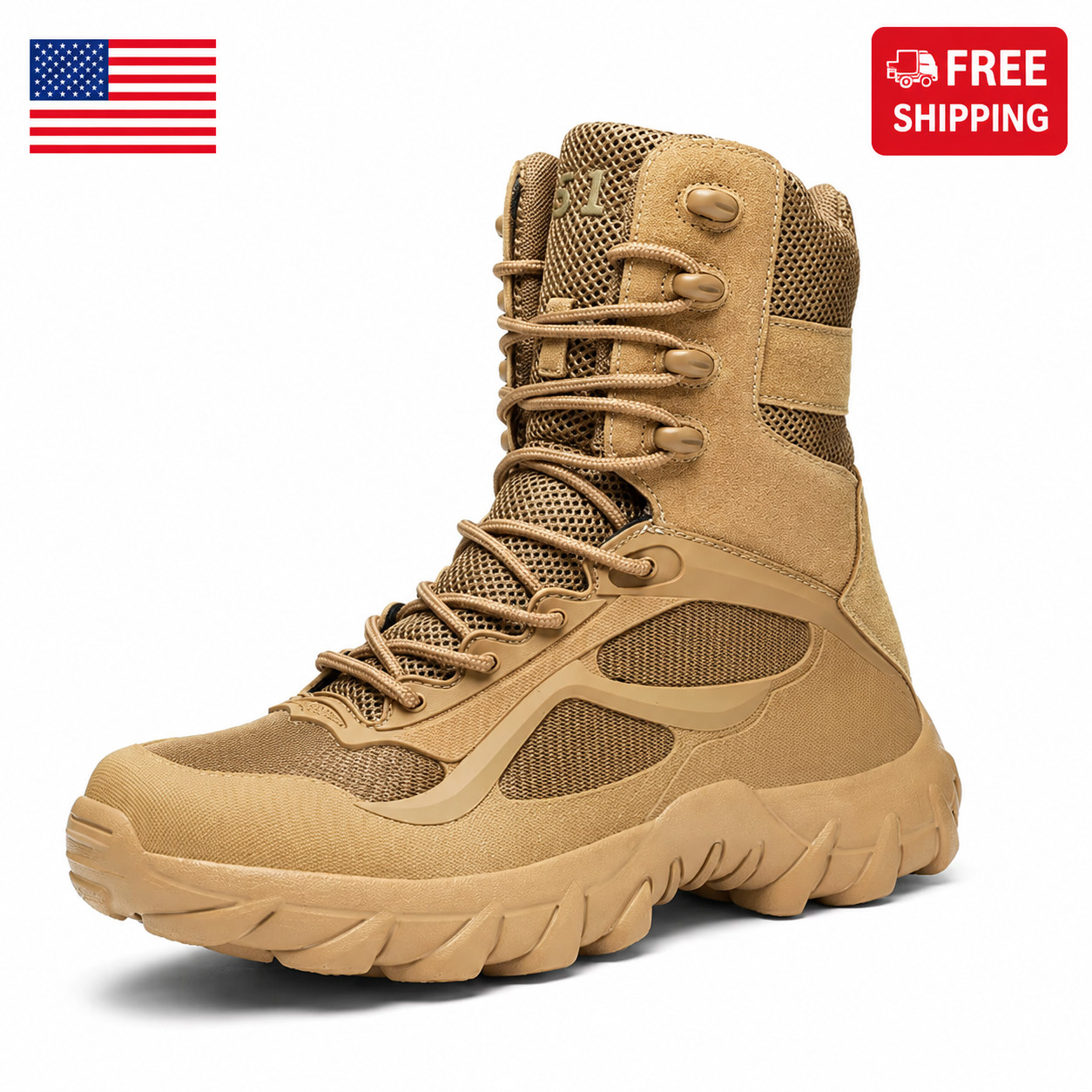 NORTIV8 Men’s Military Tactical Work Boots Side Zipper Hiking Combat Boots Shoes