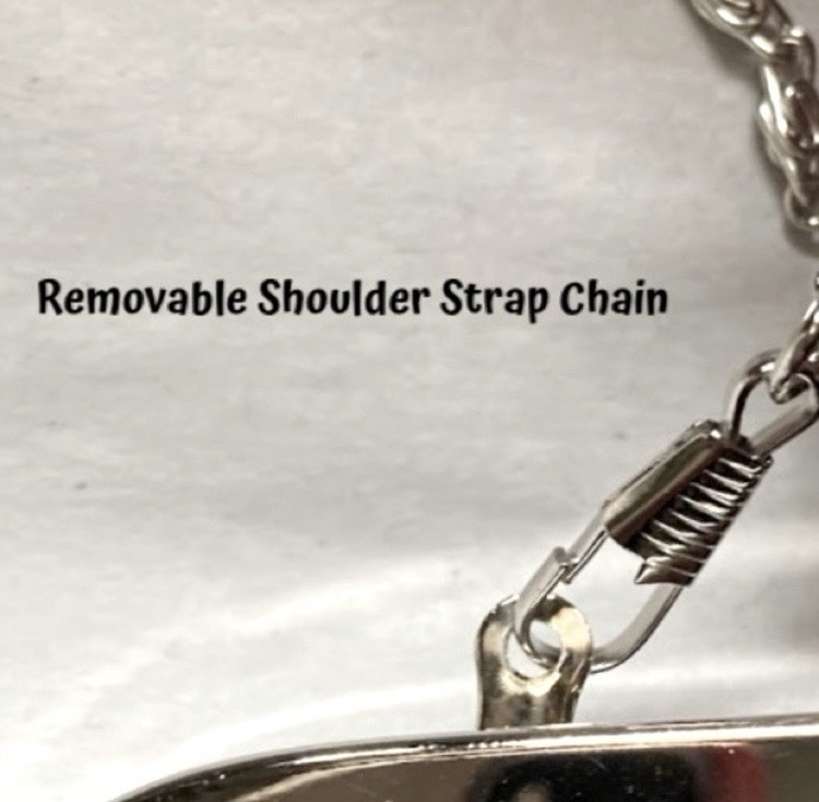 Black/Silver Sequin Clutch Purse, Kiss Lock, Detachable Silver Chain Strap