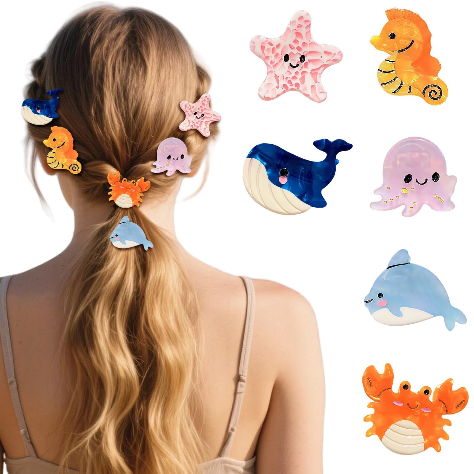 ASDIIT 6 Pcs Ocean Animal Starfish Hair Claw 1 Count (Pack of 6), style3