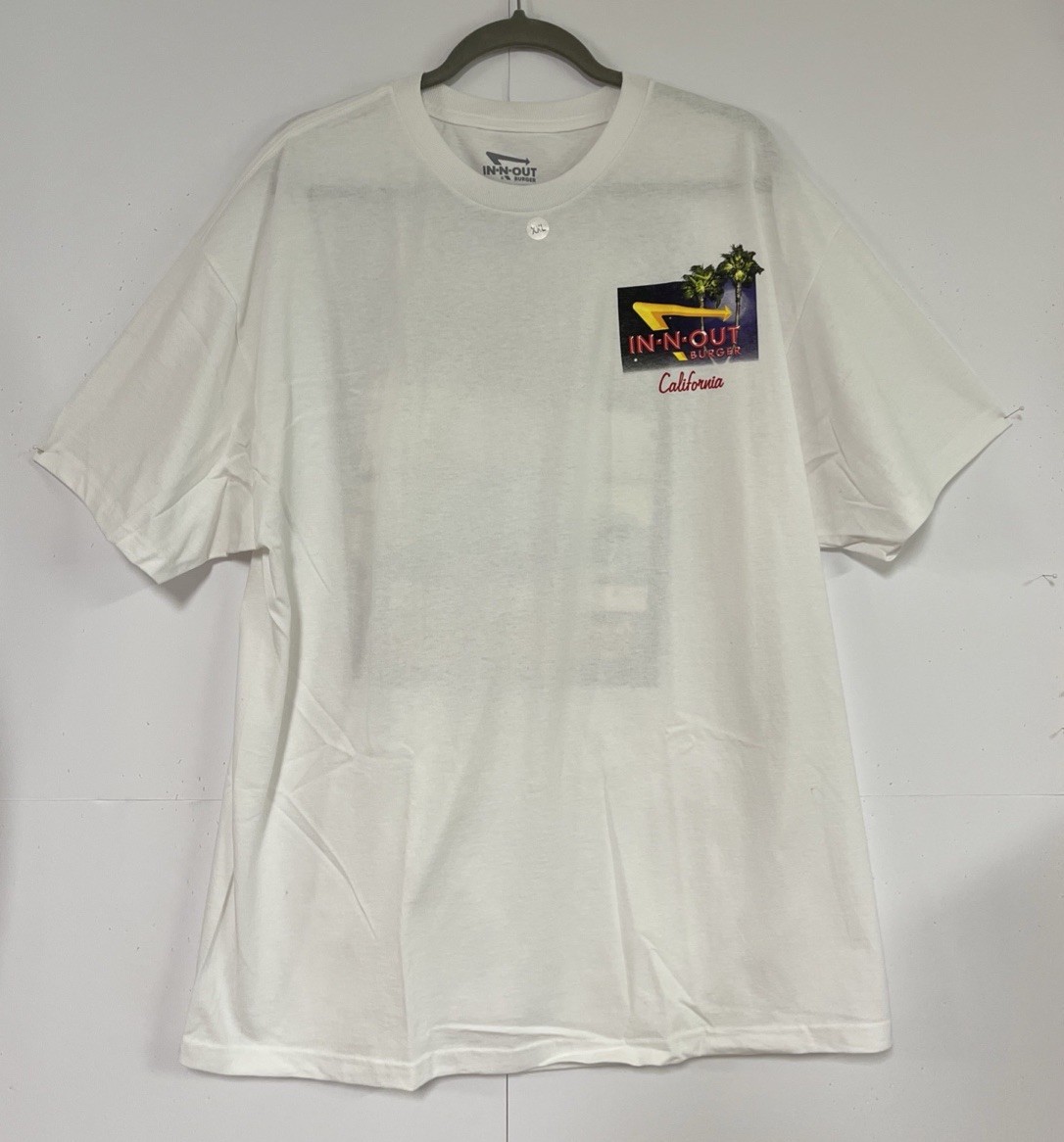 In-N-Out T-Shirt Mens 2XL White Graphic California Casual 100% Cotton NWOT