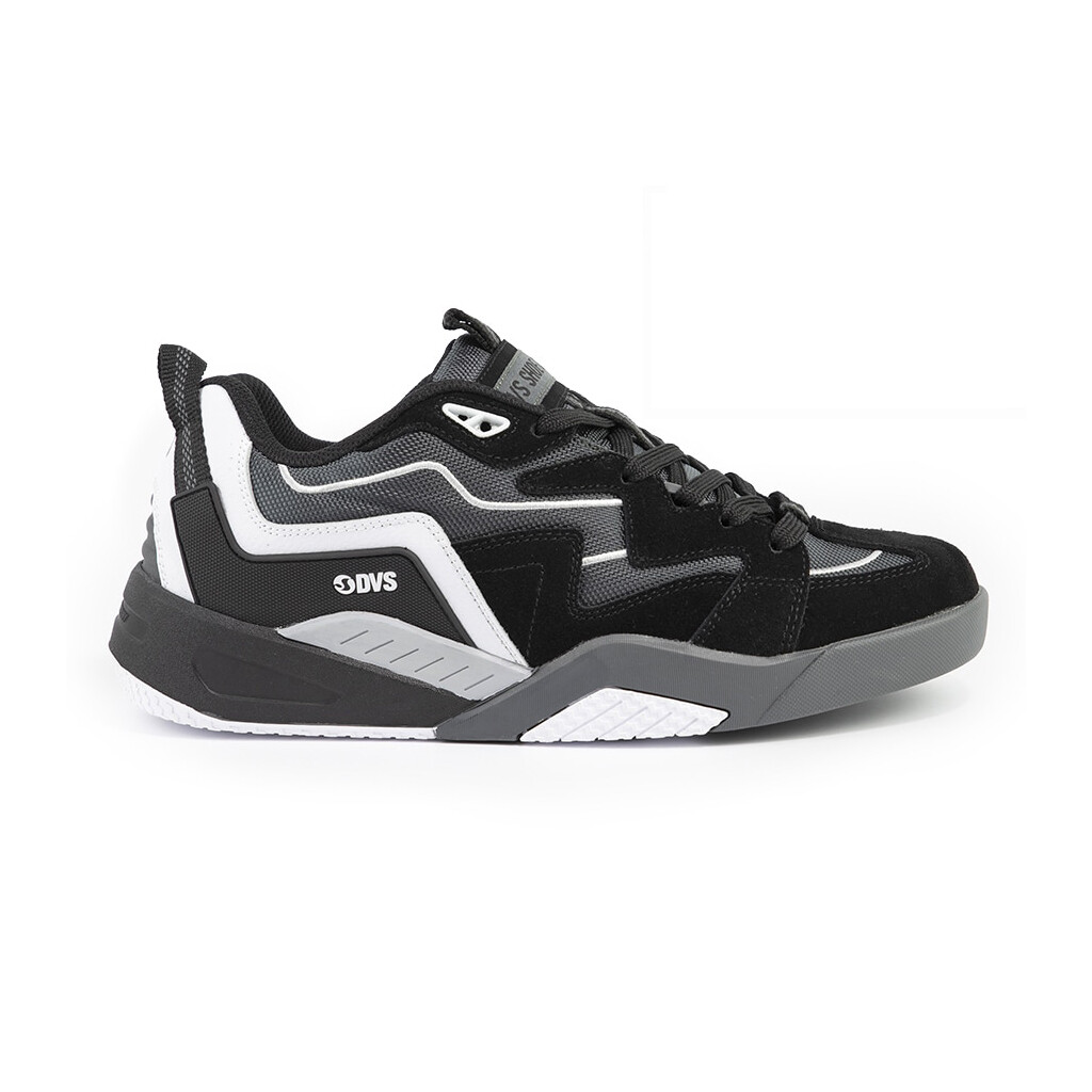 DVS Skateboard Shoes Devious Black/Charcoal/White Suede Mens