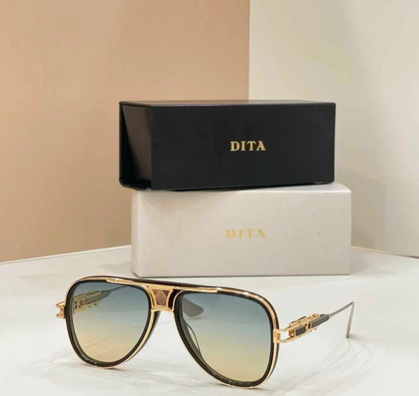 DITA GRAND-DECADE DTS460 Sunglasses Gold/Gray Yellow 56-18-137mm With Case New