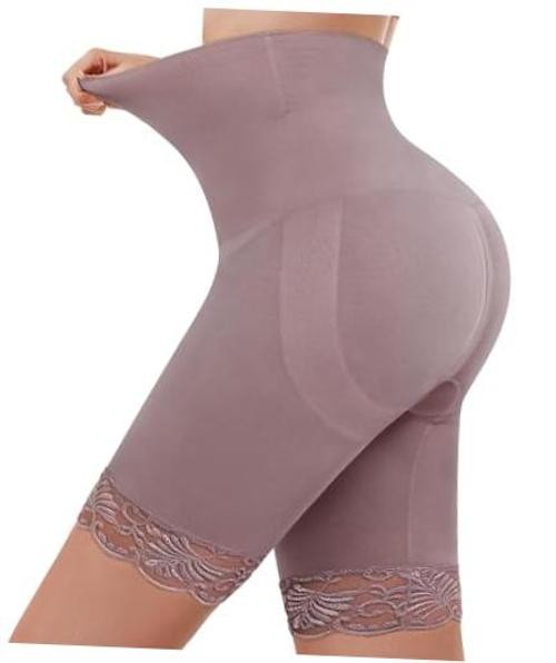 Shapewear for Women – High-Waisted Tummy Control Shorts Medium Purple Brown