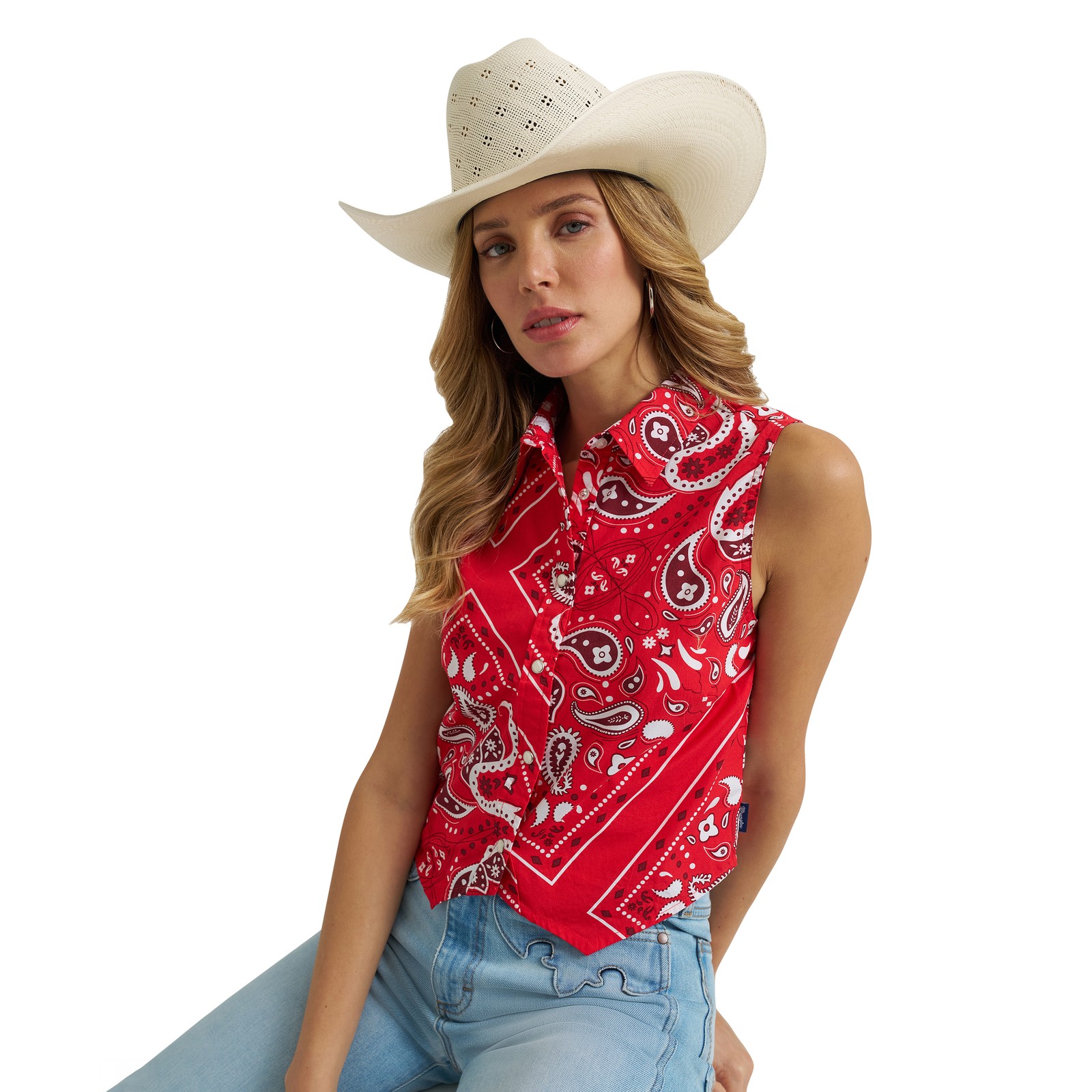 Wrangler Retro® Ladies Paisley Americana Sleeveless Snap Shirt 112379495