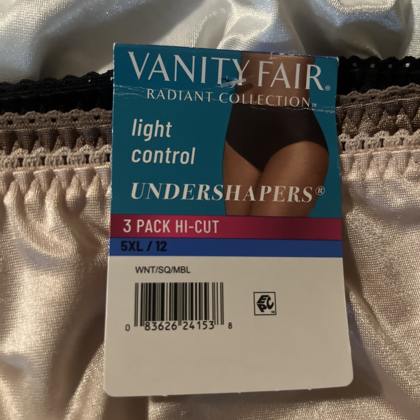 Vanity Fair Undershapers Hi Cut Size 5XL 12 NWT 6 Pack 3448301 WhHBBLK