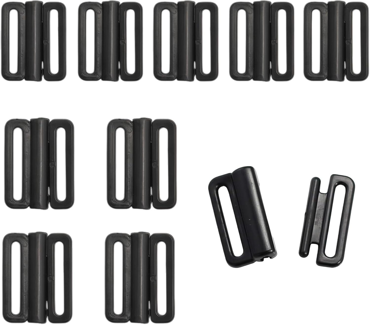 10Pcs Black Plastic Bra Strap Hooks Front Closure Hook Buckles Clasp Fasteners