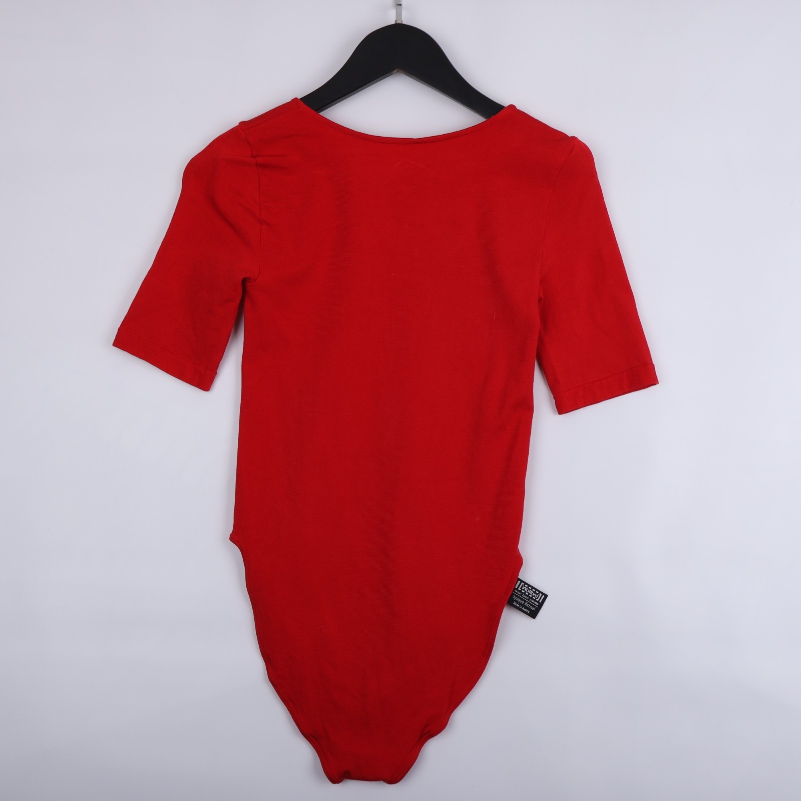 Wolford Opaque Naturel Women Red Short Sleeve Bodysuit Size Small S Cotton Blend
