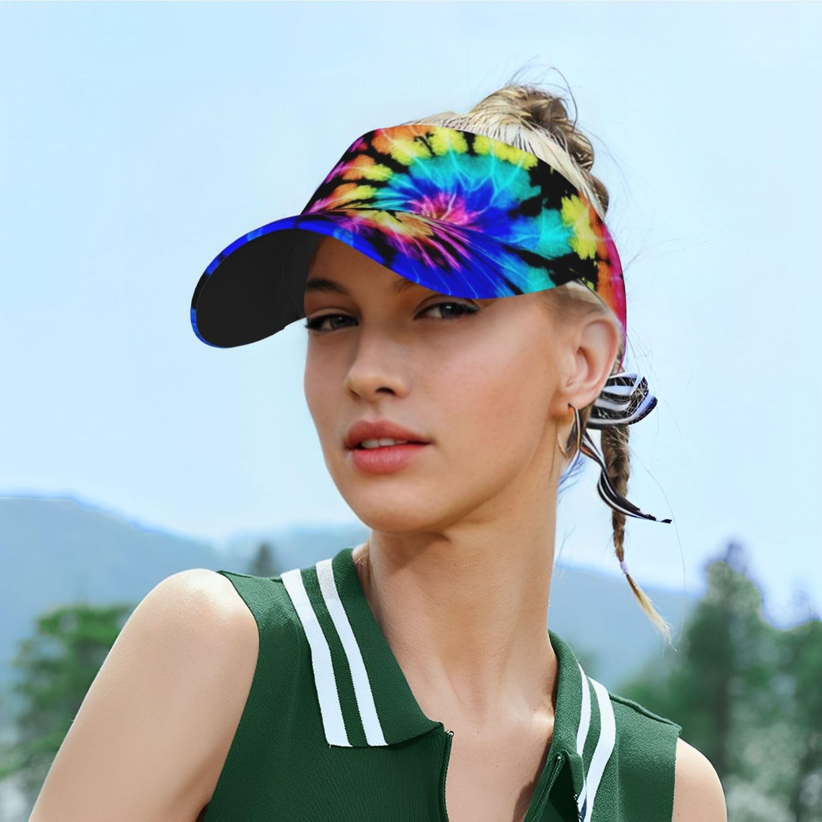 Tie Dye Visor Cap Sun Hat for Women Men Teens for for Sports, Beach, Tennis