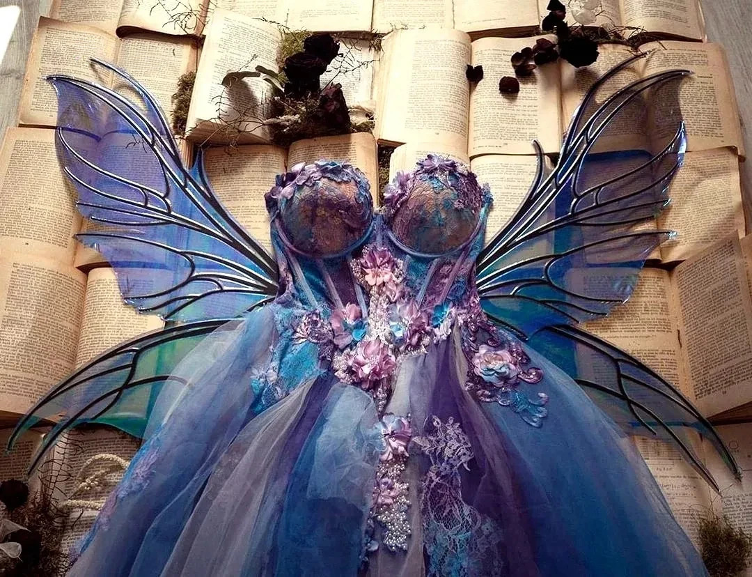 Colorful Fairy Tulle Prom Dress Floral Applique Sweetheart Puffy Long Party Gown