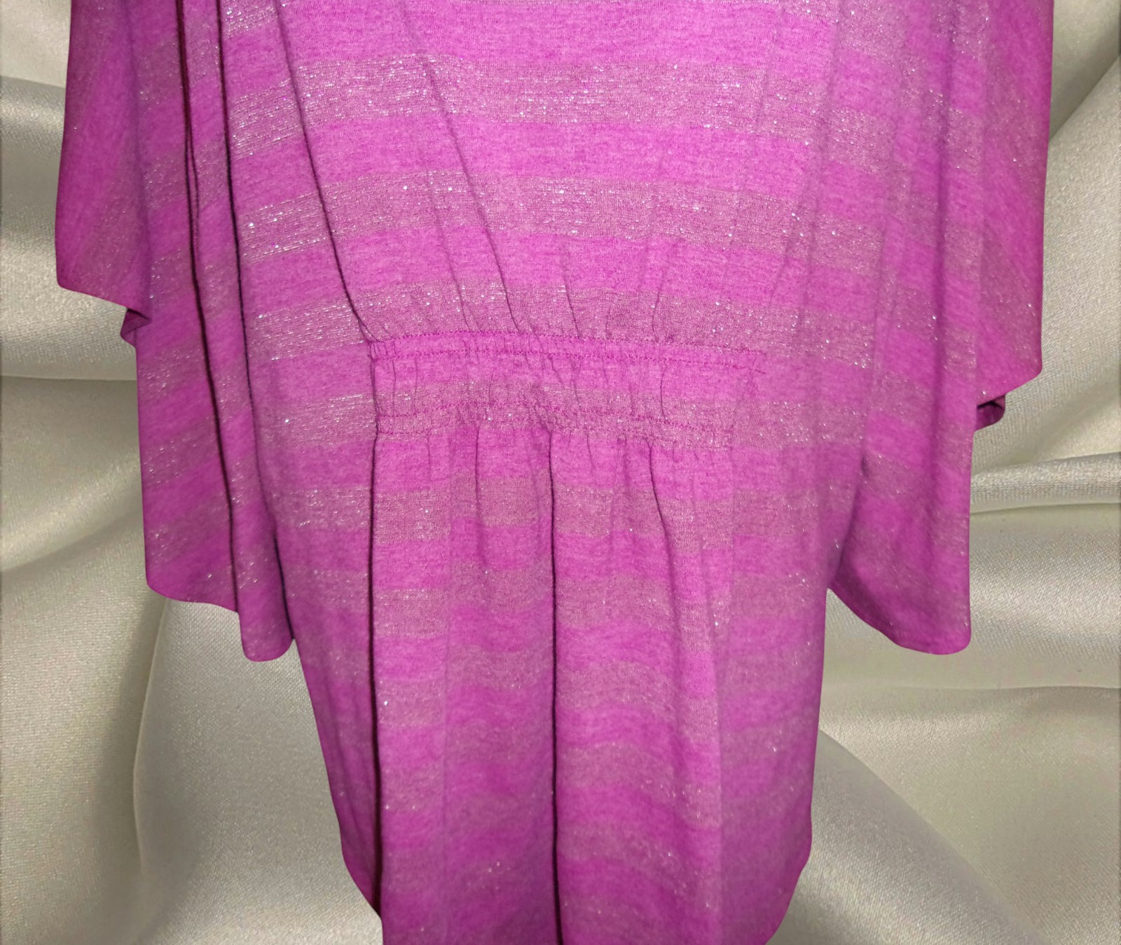 Faded Glory Womens Plus Size 2XL Purple Glitter Blouse Metallic Shimmer Top Boho