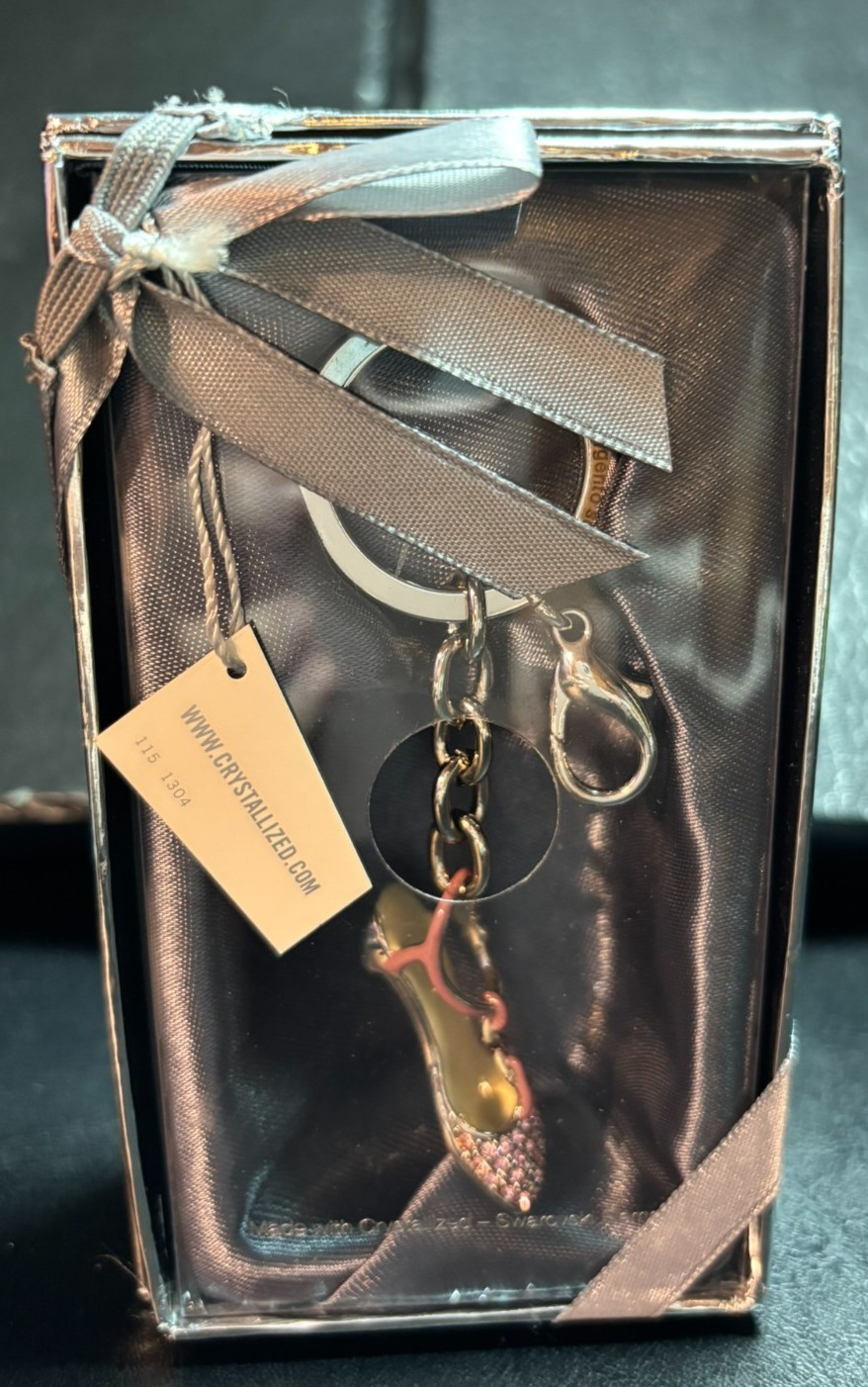 Swarovski Crystallized High Heel Shoe Key Ring in Original Satin Box, unopened
