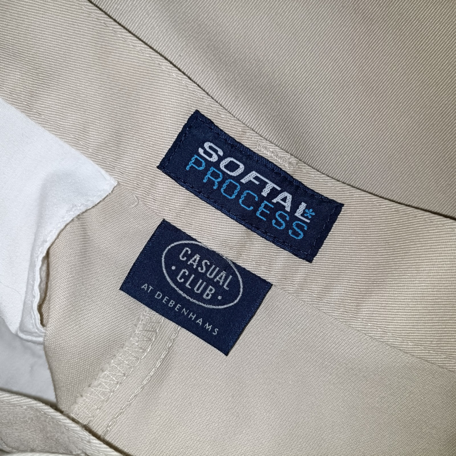 Softal Debenhams Womens Trousers Beige Size UK 14 Vintage 100% Cotton High Rise