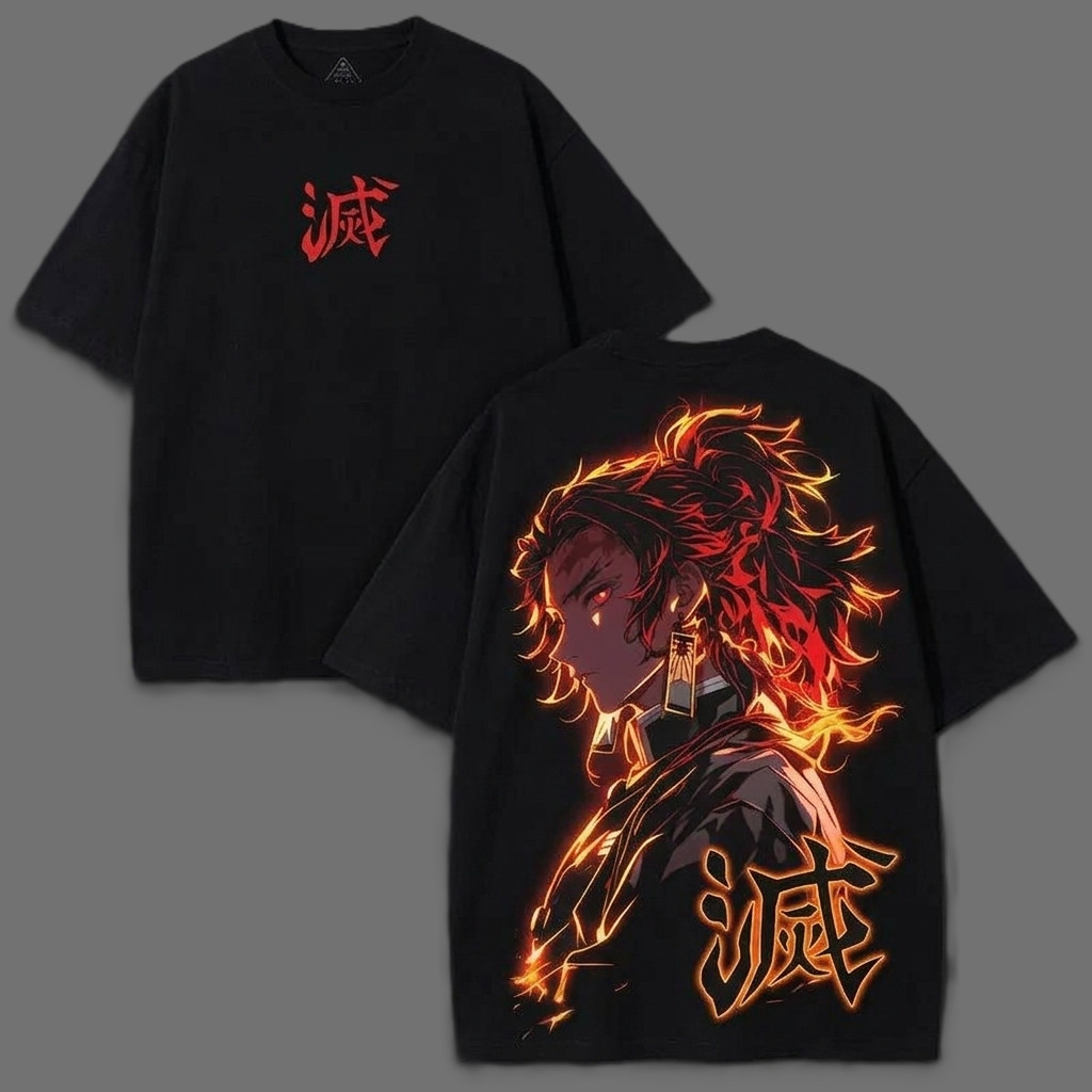 Yoriichi Inspired Sun Breathing Anime Flame Vintage Graphic Tee