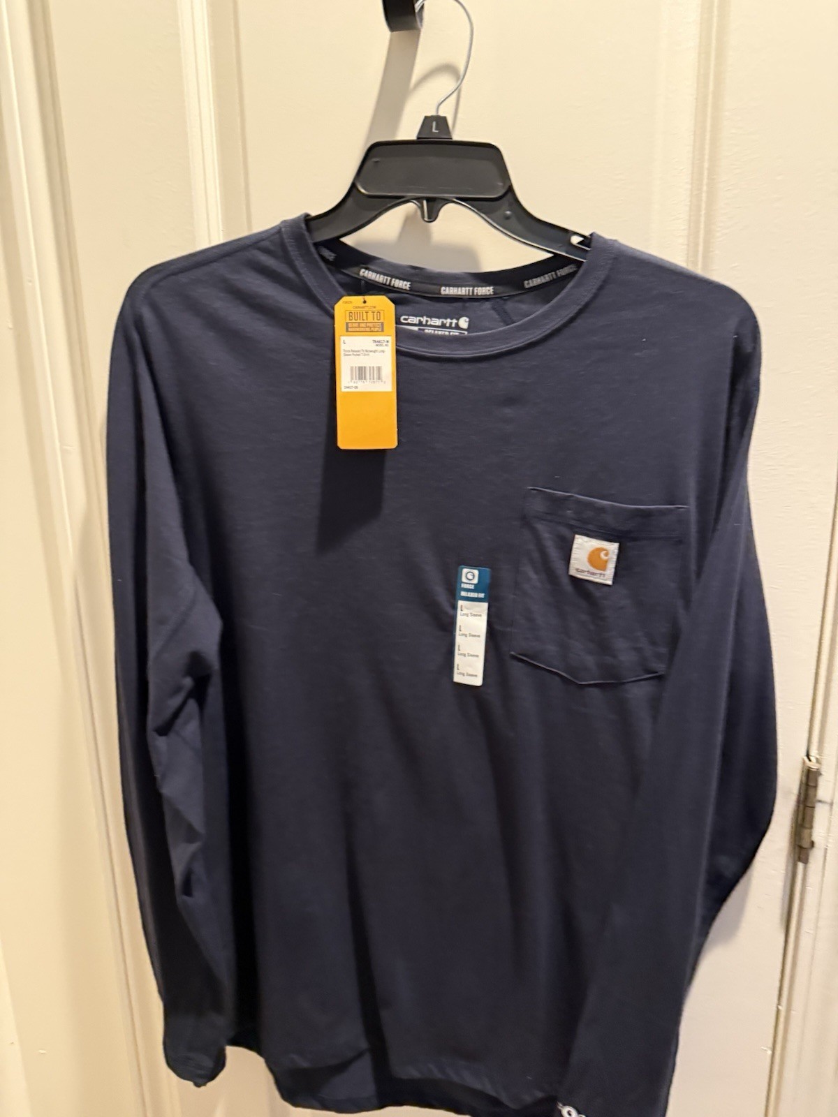 Carhartt Force Relaxed Fit Midweight Crew Neck Long Sleeve Pocket Tee L