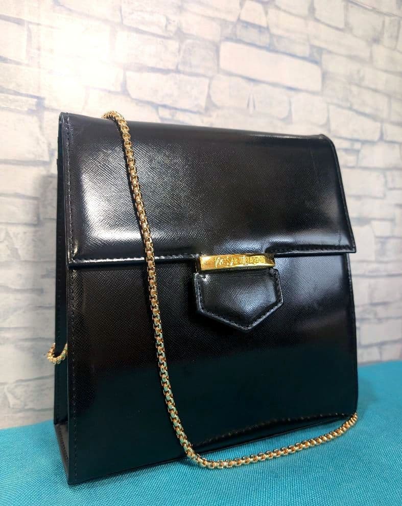 Yves Saint Laurent YSL Black Leather Crossbody Bag 8×8.3×2.8in Used