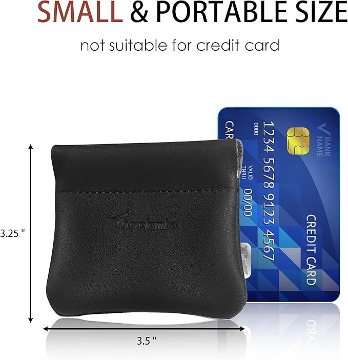Leather Squeeze Coin Purse Pouch Change Holder For Men & Women – Balck [NEW]