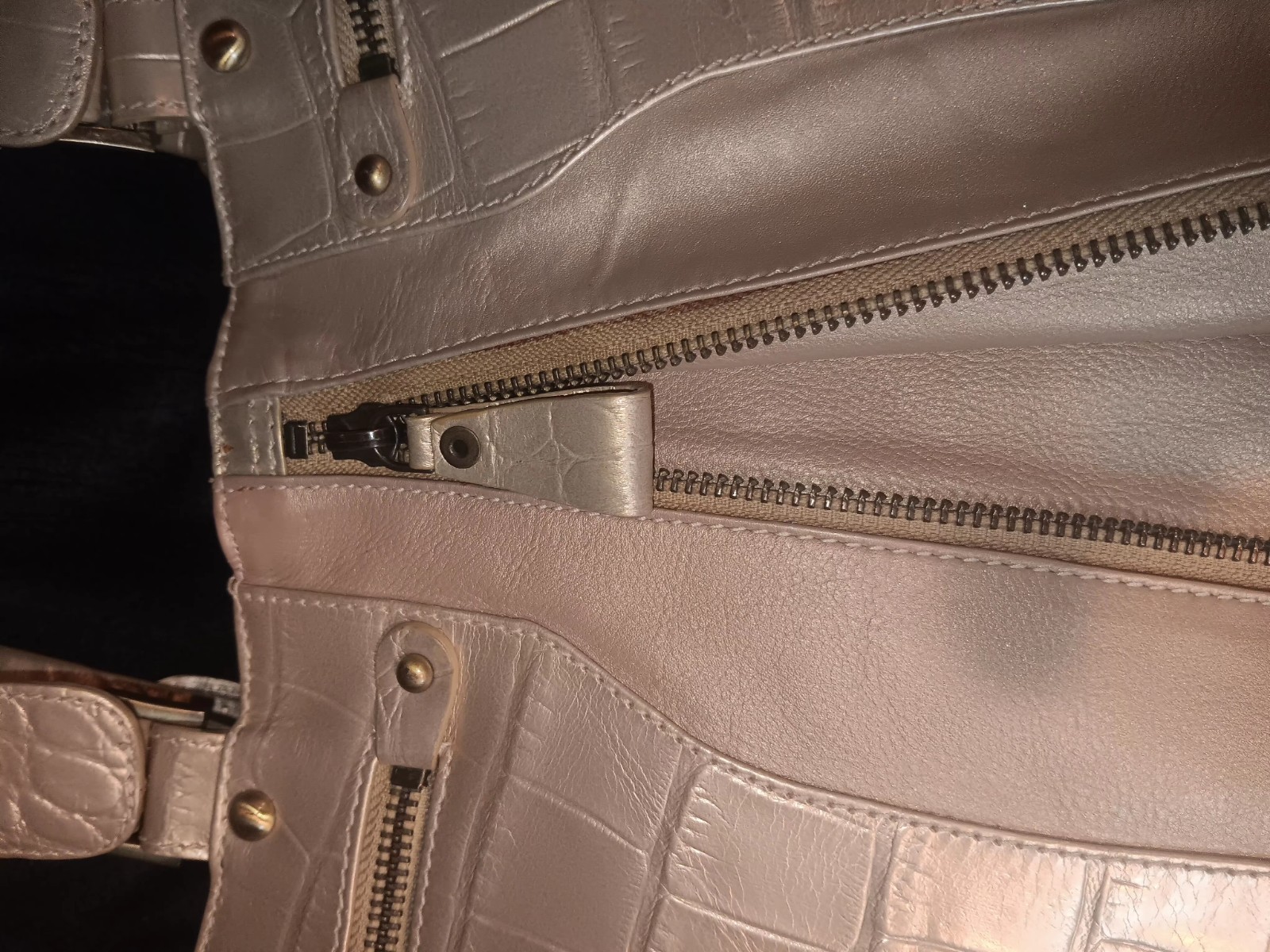 Michael Rome Designs Genuine Leather Crocodile Embossed Shoulder Bag