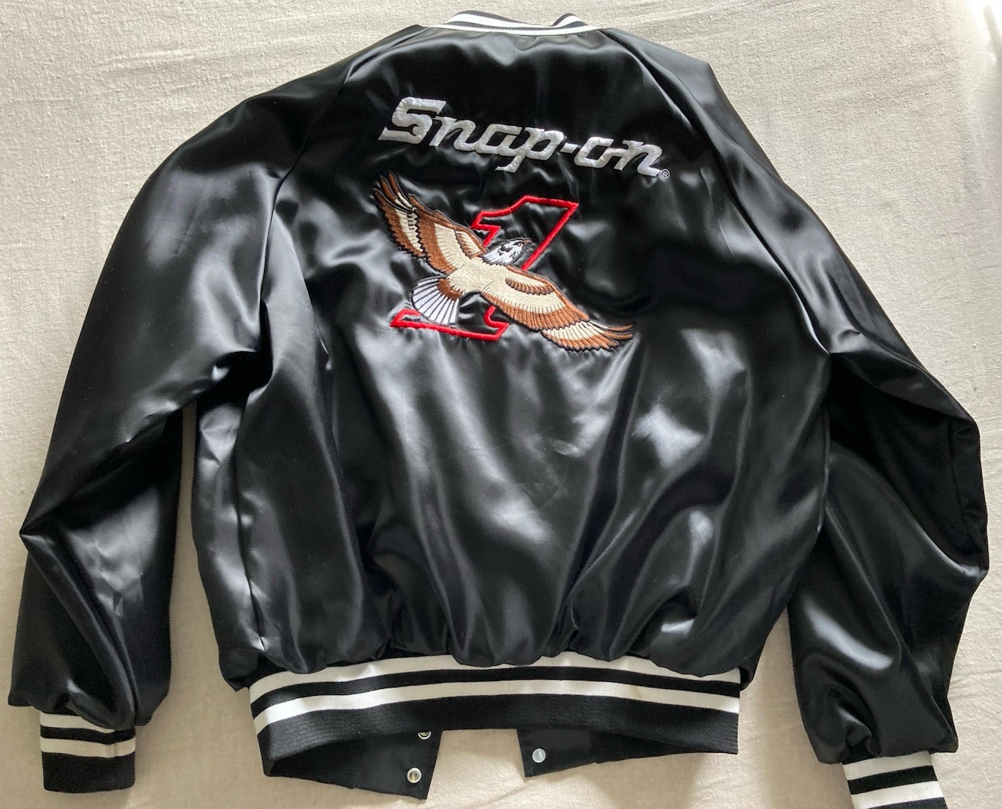 Snap-on Jacket Vtg Satin Mens Medium King Louie 1980s American Eagle made in USA