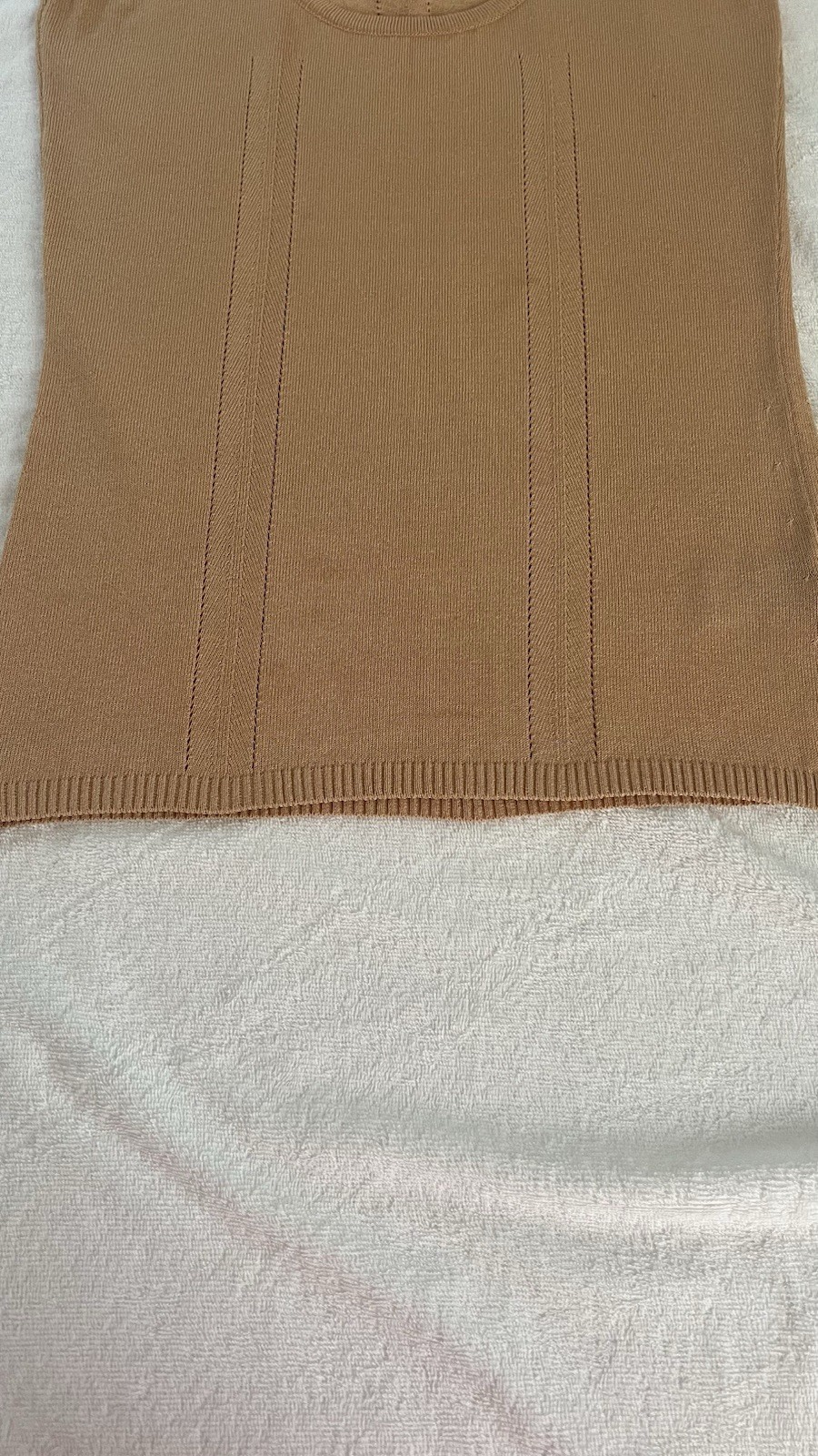 NWT La Perla Vanda Camel Tan Fine Knit Minimalist Tank Top sz US 6 / IT 42 New