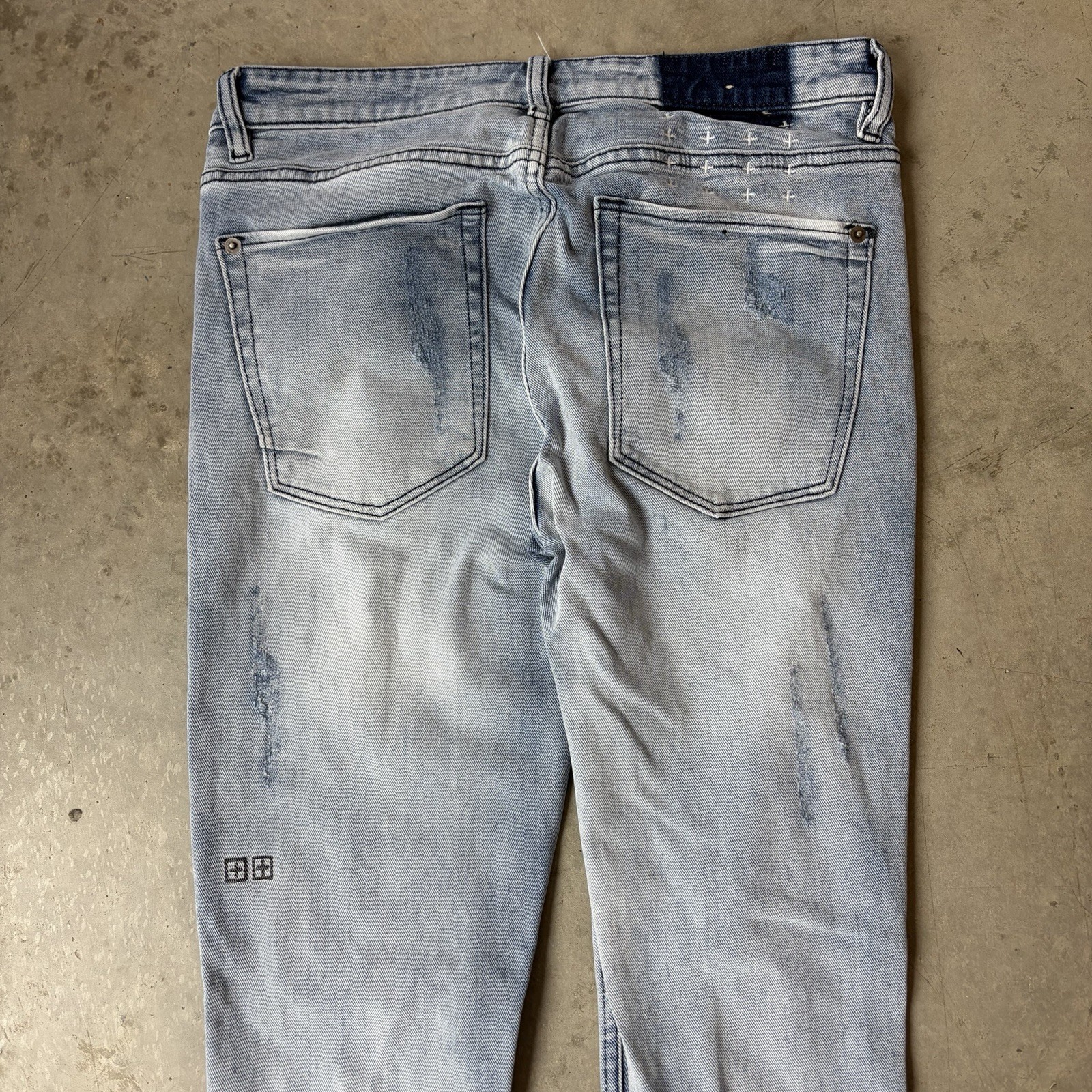 Ksubi Van Winkle Trashed Dreams Jeans Denim Distressed Skinny Light Wash 31×32