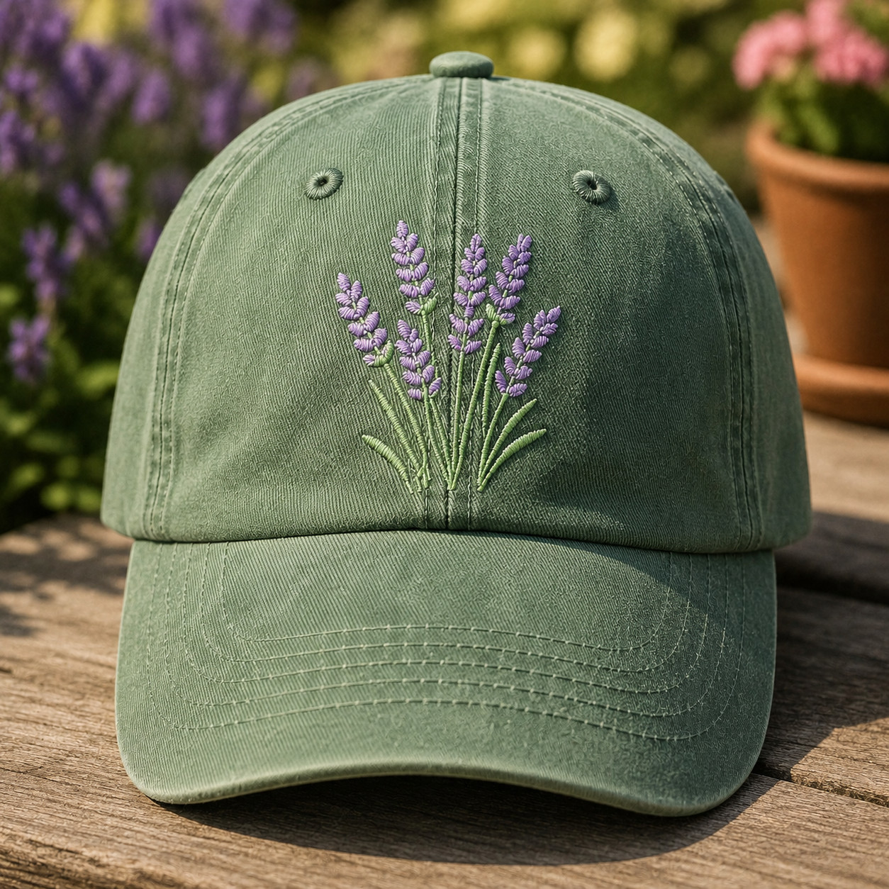 Embroidered Lavender Baseball Cap, Botanical Floral Dad Hat, Garden Style
