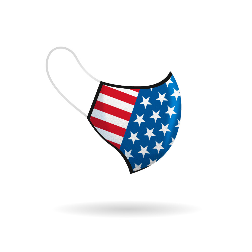 American Flag USA Face Mask 2-Ply – Soft Cloth – Re-usable, Washable, Durable