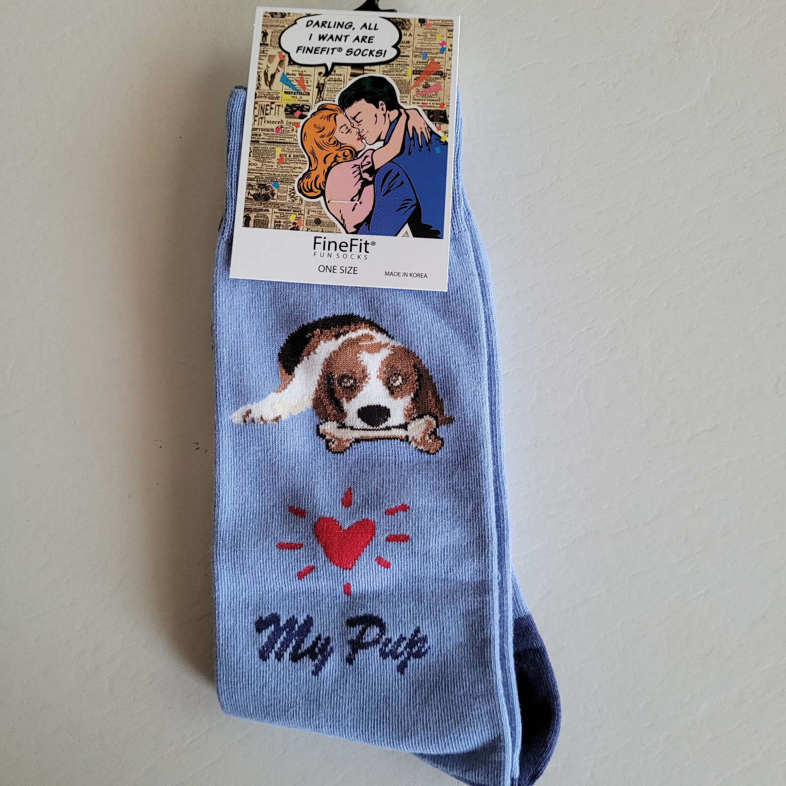 Beagle Dog Socks Fun Novelty Dress Casual Unisex SOX FineFit One Size Puppy Pet
