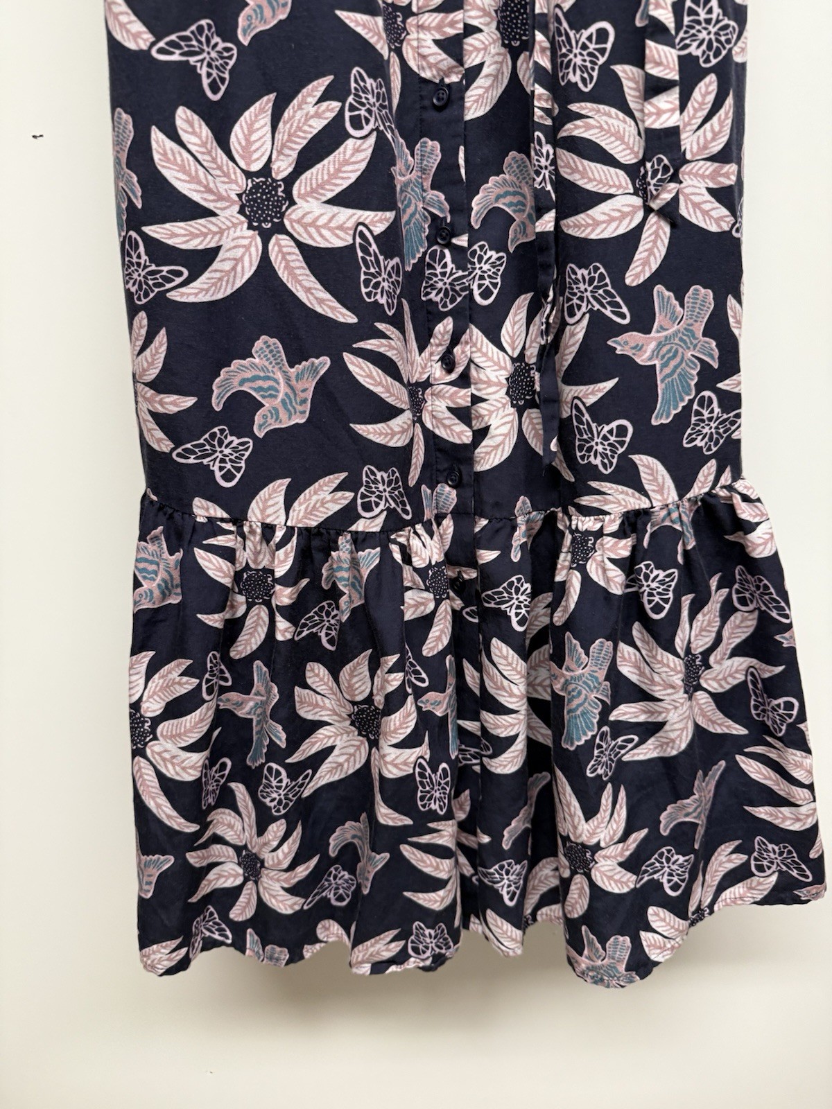 Outerknown Leighton Floral Birds Butterfly Navy catalina Maxi Dress Small