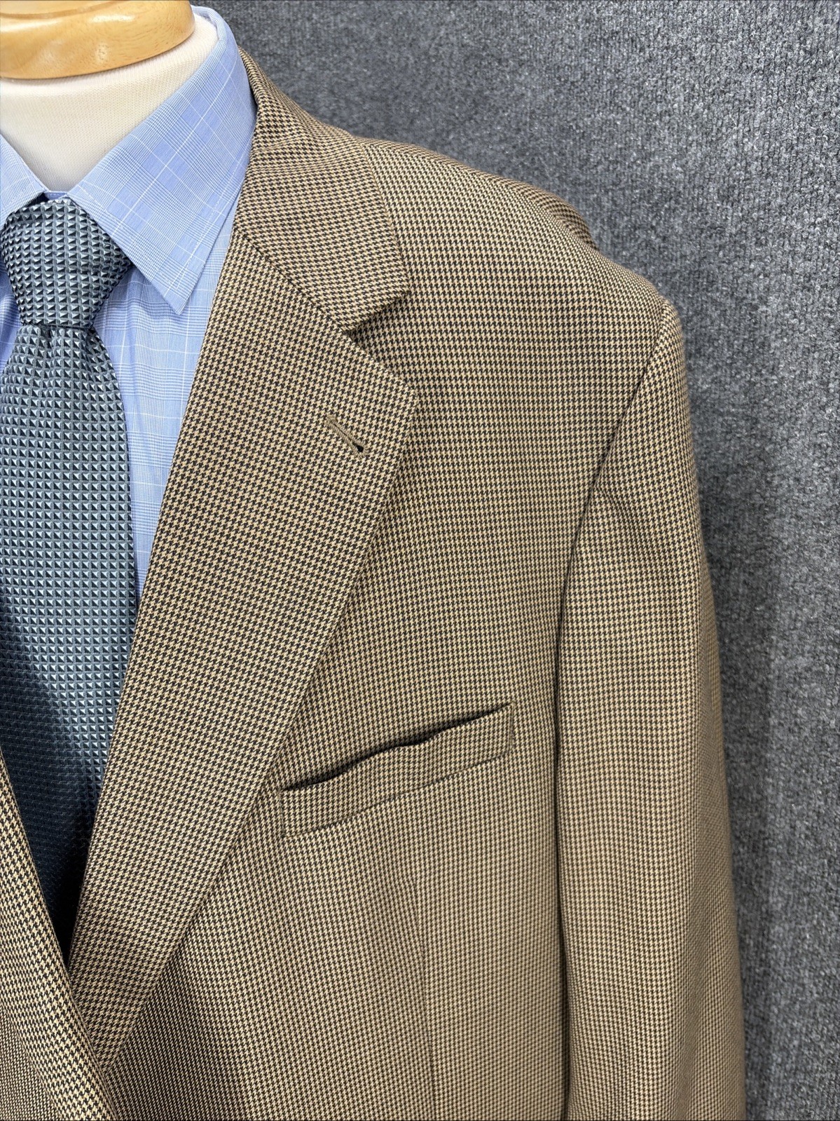 Jos A Bank Blazer 54R Brown Houndstooth 100% Wool Signature Sports Coat