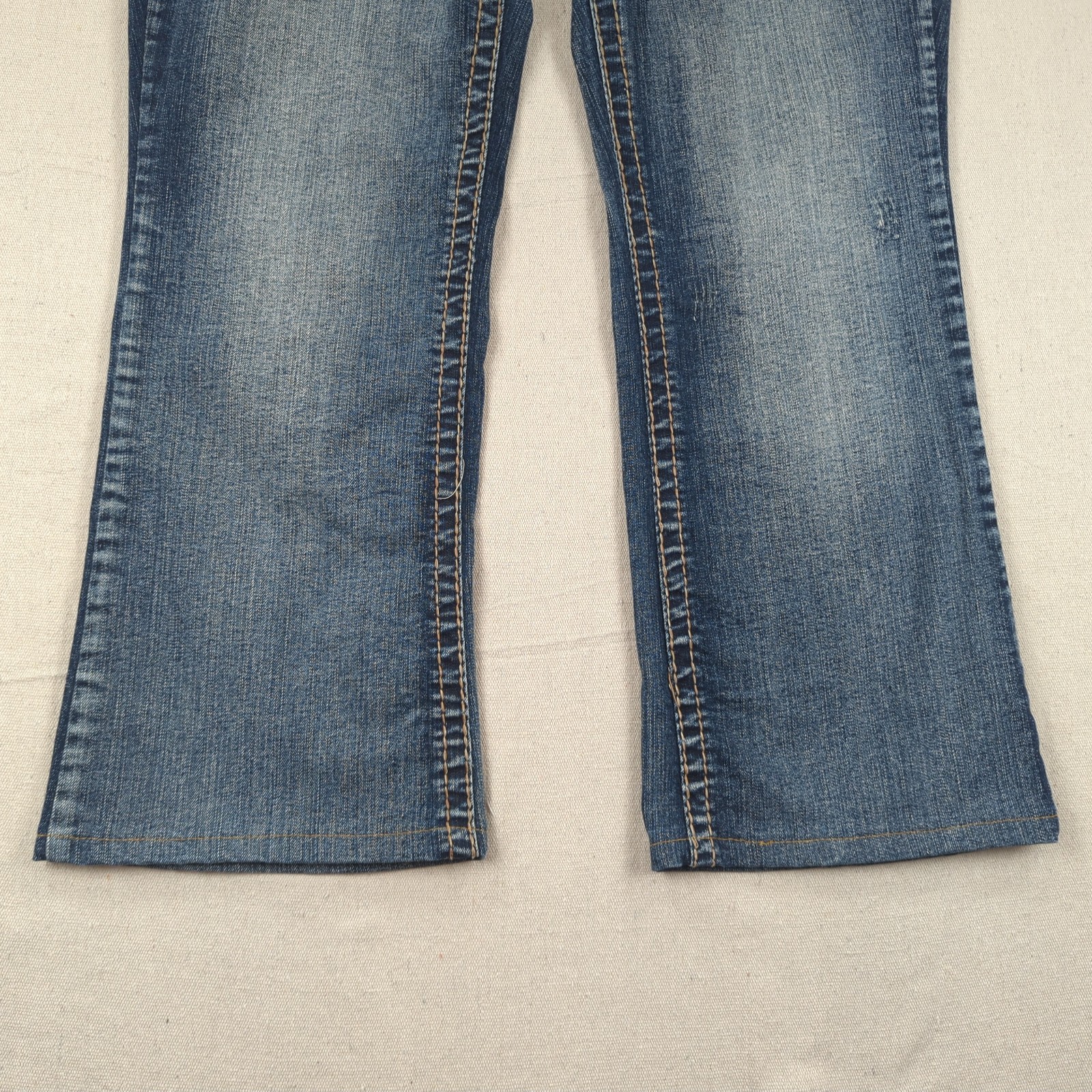 Amethyst Jeans Womens 16 Blue Boot Cut Cropped Low Rise Thick Stitch Flap Pocket