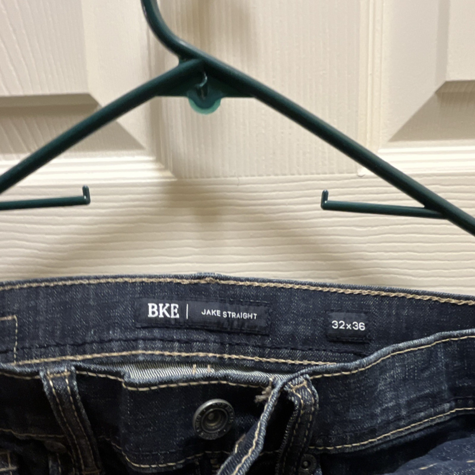 BKE Jake Straight Men’s Jeans Dark Blue Denim Mid Rise 5-Pocket Button Zip