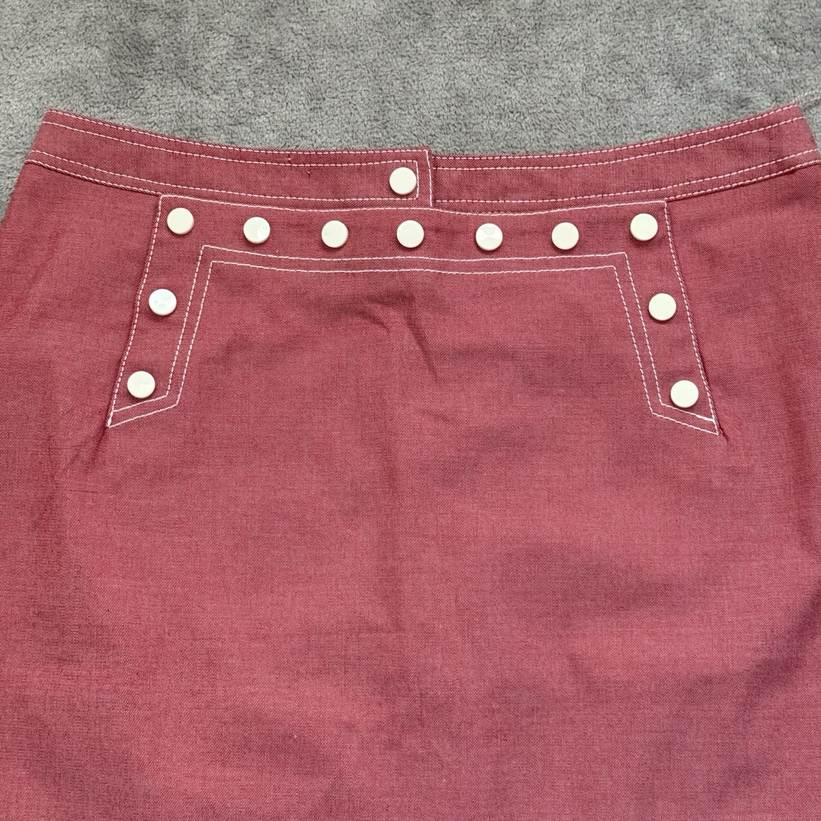 WORTH Short A-Line Skirt Pink Light Red Sailor Snap Cotton Women’s Size 6 NWT