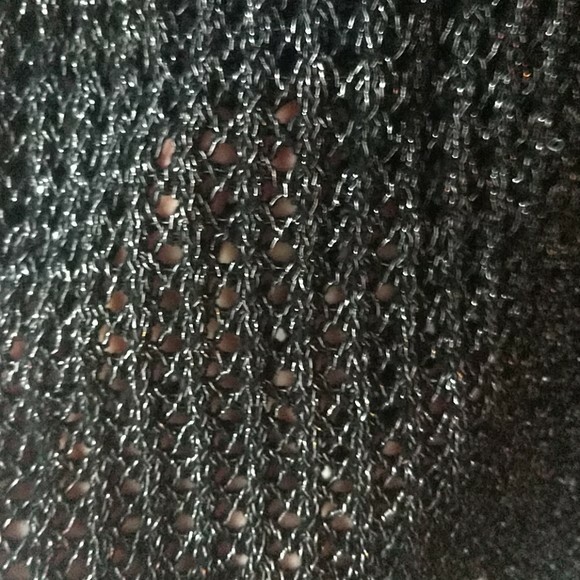 Jeanne Pierre Metallized Black Sweater S Metallic Rocker Loose Knit