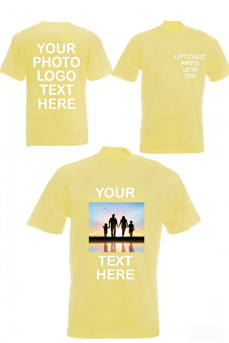 Custom Photo & Text T-Shirt – Add Your Own Image Logo Personalized Casual TShirt
