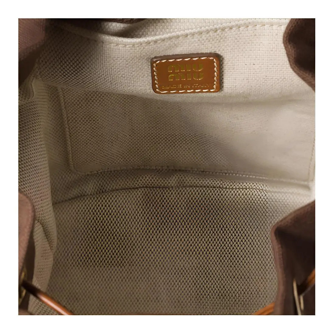 MIU MIU Cotton Backpack Regular Women’s Cocoa Brown Brandy 7×4.5×8.6 in